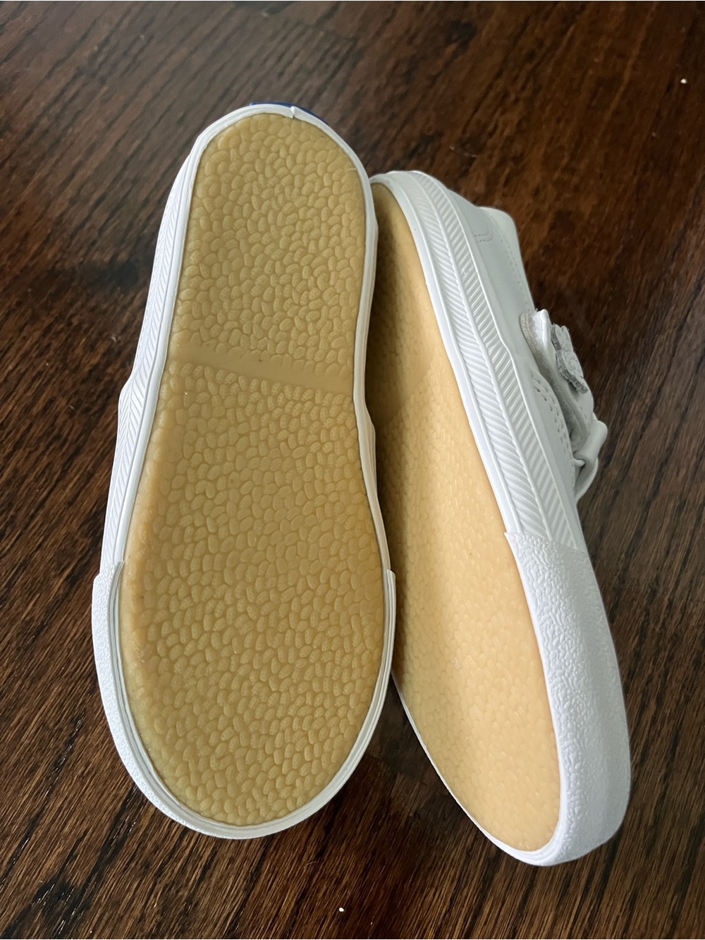 KEDS White Kids T-Strap Sneakers with Gum Sole